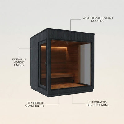 ThermaSol Nordic Misty Outdoor Lounge Medium Sauna Cabin (SAK57649)